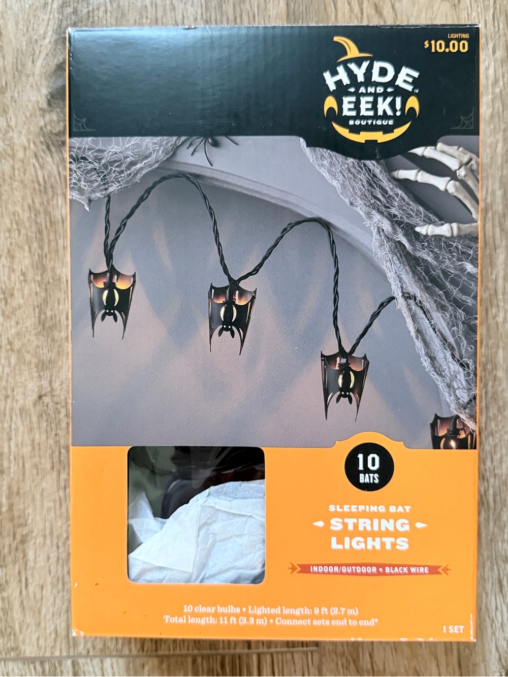Hyde and Eek! Black Sleeping Bat String Lights - 10 Bats